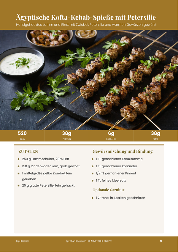 Beispiel-Rezeptseite — Ägyptisches Kochbuch
