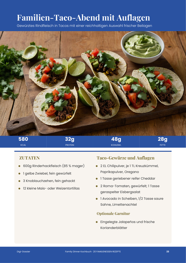 Beispiel-Rezeptseite — Familien-Abendessen