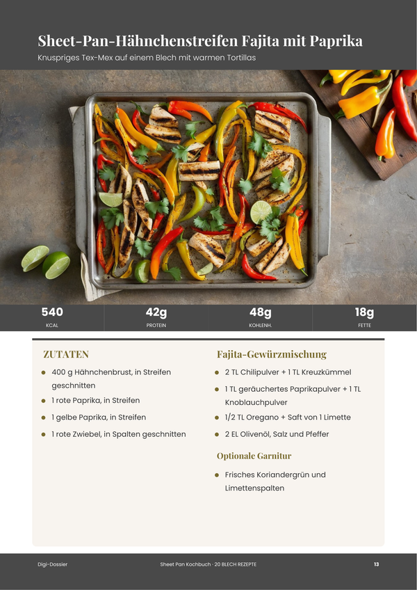 Beispiel-Rezeptseite — Blechpfannen-Kochbuch