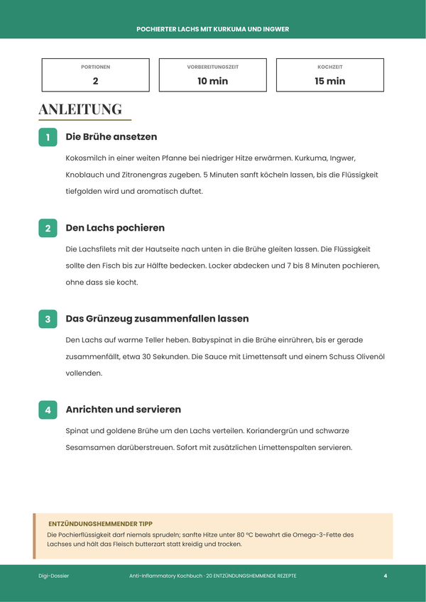 Beispiel-Anleitungsseite — Entzündungshemmendes Kochbuch