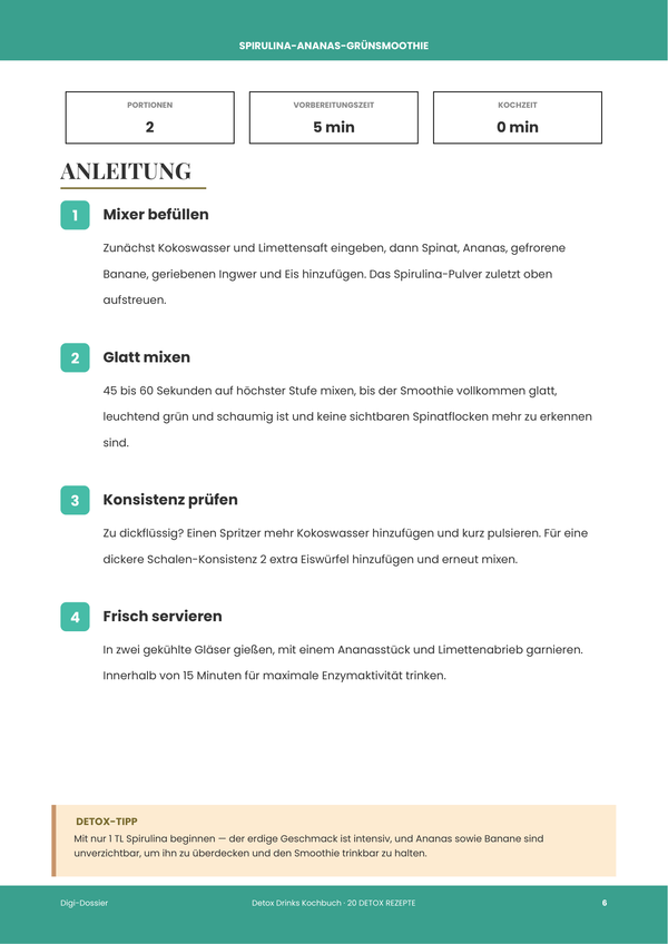 Beispiel-Anleitungsseite — Detox-Getränke