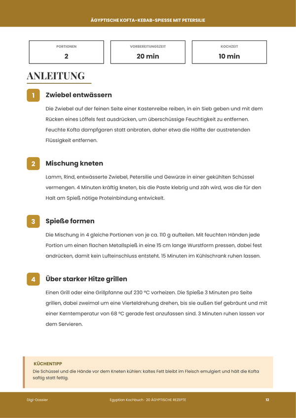 Beispiel-Anleitungsseite — Ägyptisches Kochbuch