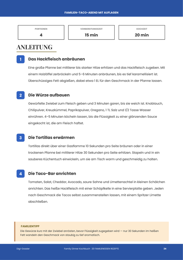 Beispiel-Anleitungsseite — Familien-Abendessen