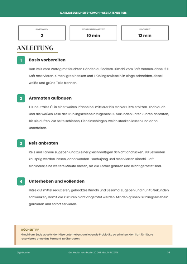 Beispiel-Anleitungsseite — Darmgesundheits-Kochbuch