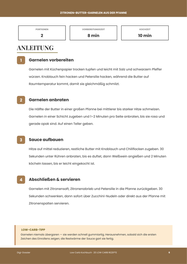 Beispiel-Anleitungsseite — Low Carb