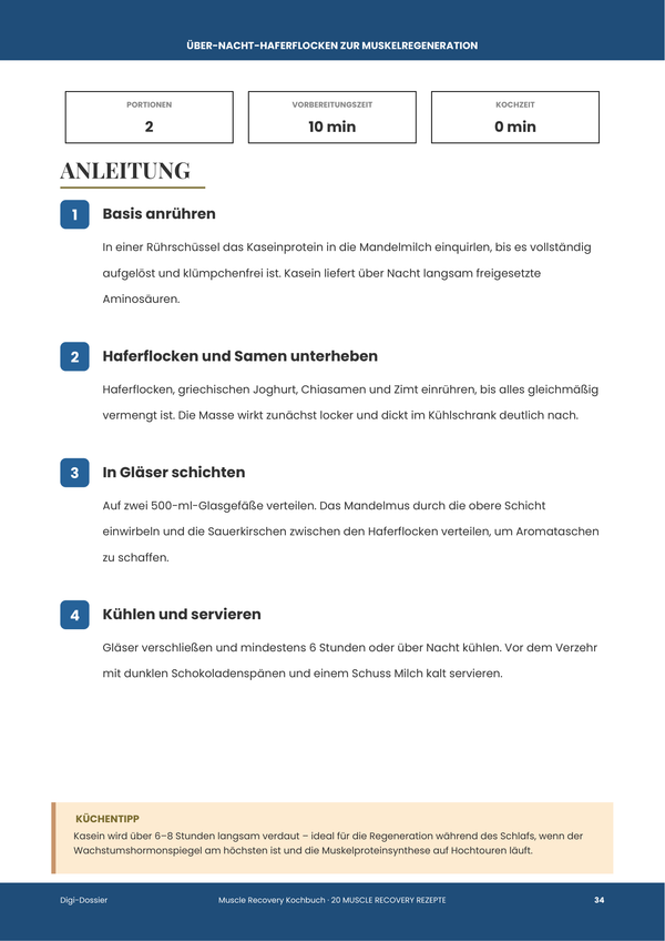 Beispiel-Anleitungsseite — Muskel-Erholungs-Kochbuch