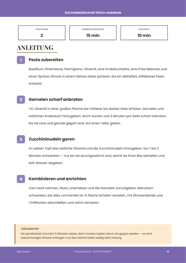 Beispiel-Anleitungsseite — PCOS-Kochbuch