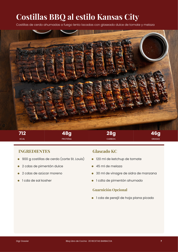 Página de receta de muestra — Libro de Cocina BBQ