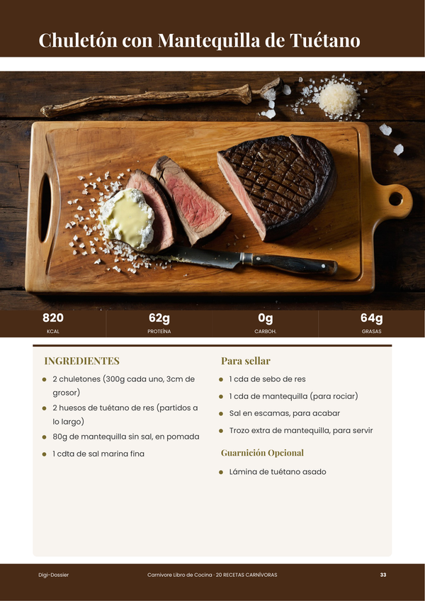 Página de receta de muestra — Recetario Carnívoro