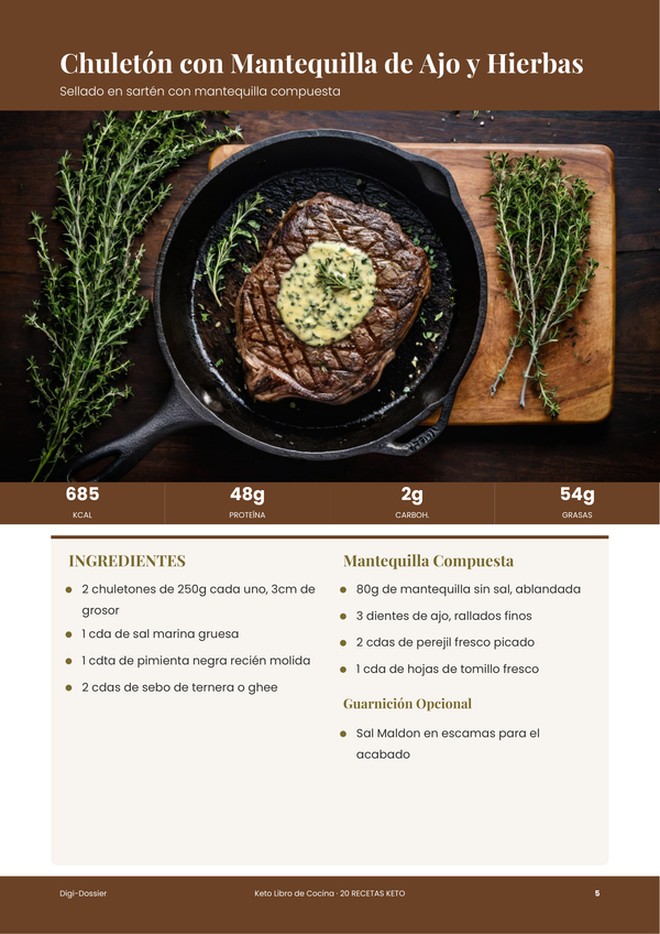 Página de receta de muestra — Libro de cocina keto
