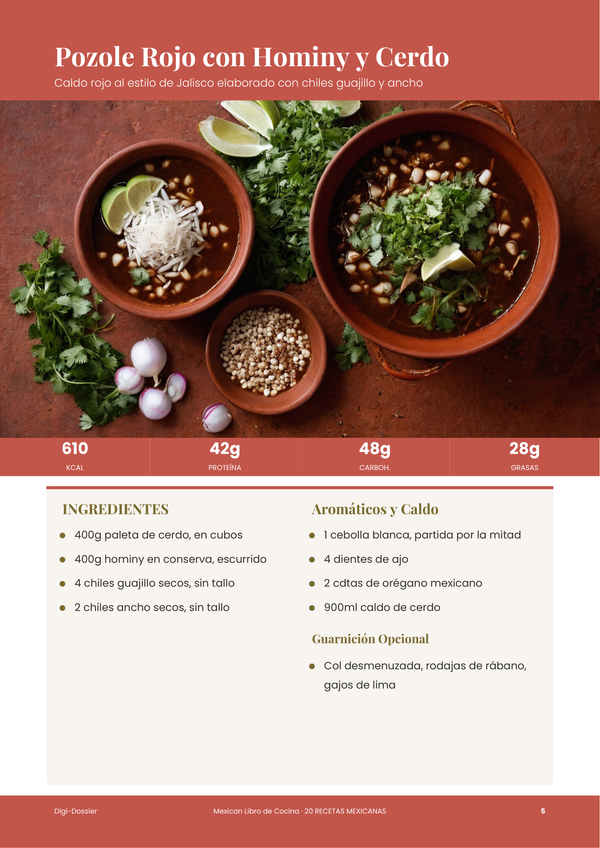 Página de receta de muestra — Mexicana