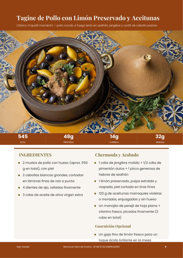 Página de receta de muestra — Recetario Marroquí