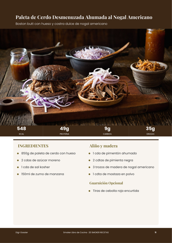 Página de receta de muestra — Libro de Cocina de Ahumador