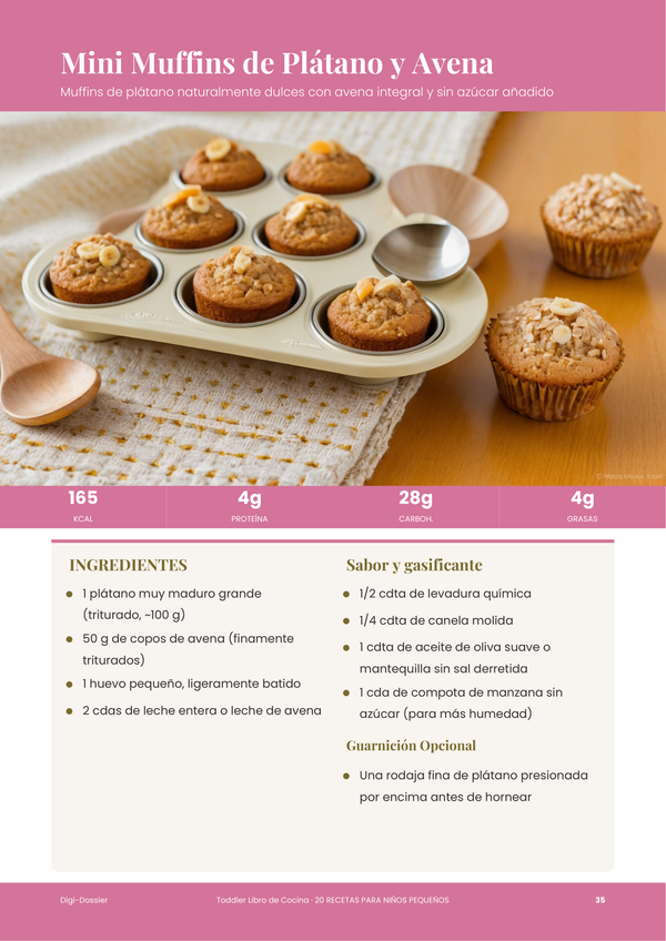 Página de receta de muestra — Recetario para Niños Pequeños