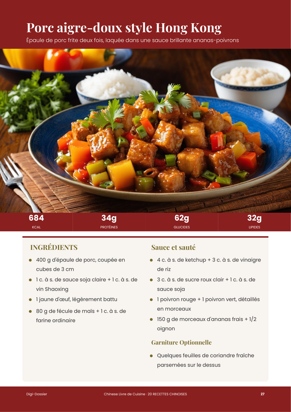 Exemple de page de recette — Livre de recettes chinoises