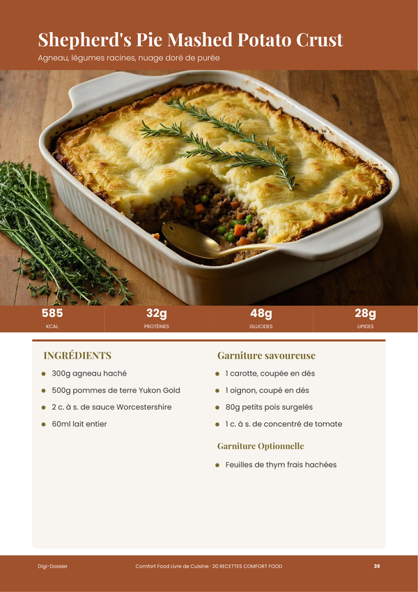 Exemple de page de recette — Livre de recettes réconfortantes