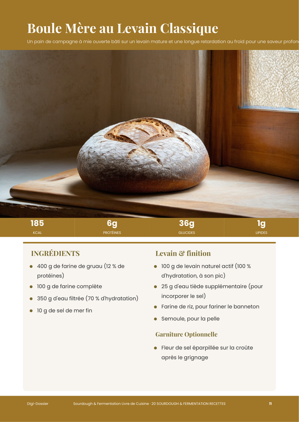 Exemple de page de recette — Livre de Cuisine du Levain et de la Fermentation