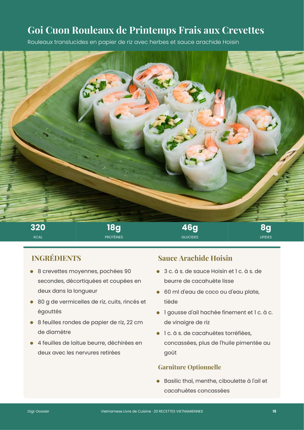 Exemple de page de recette — Livre de recettes Vietnamiennes