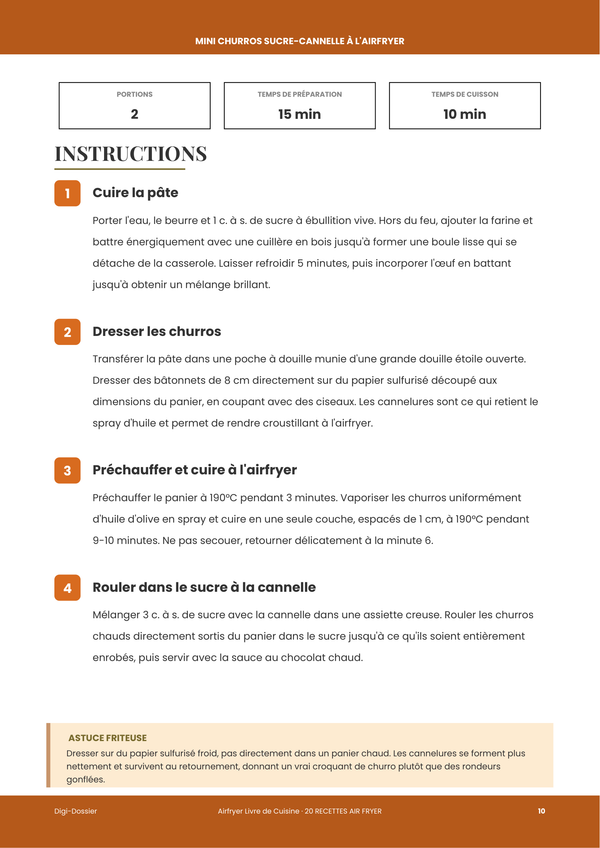 Exemple de page d'instructions — Livre de Recettes Airfryer