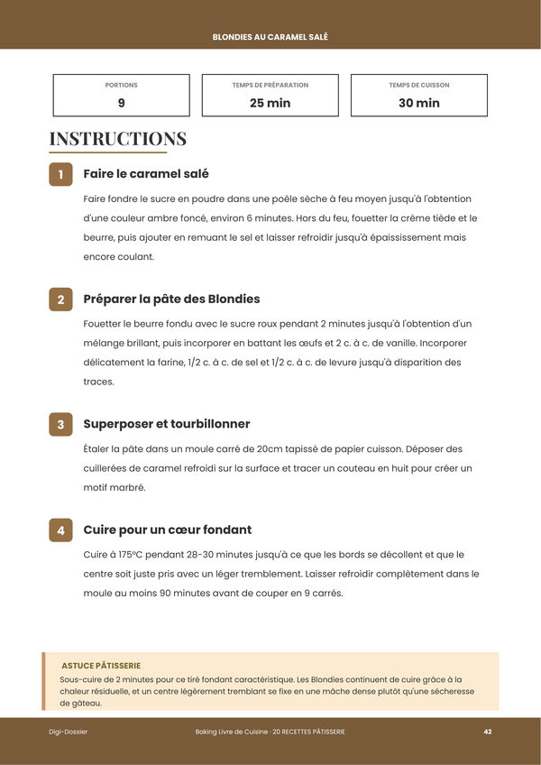 Exemple de page d'instructions — Livre de Pâtisserie