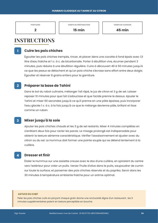 Exemple de page d'instructions — Méditerranéen