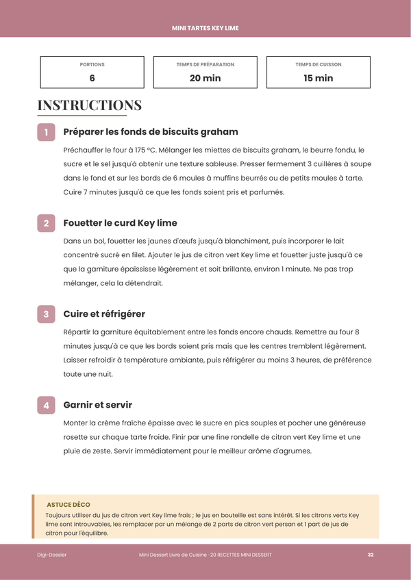 Exemple de page d'instructions — Mini Desserts