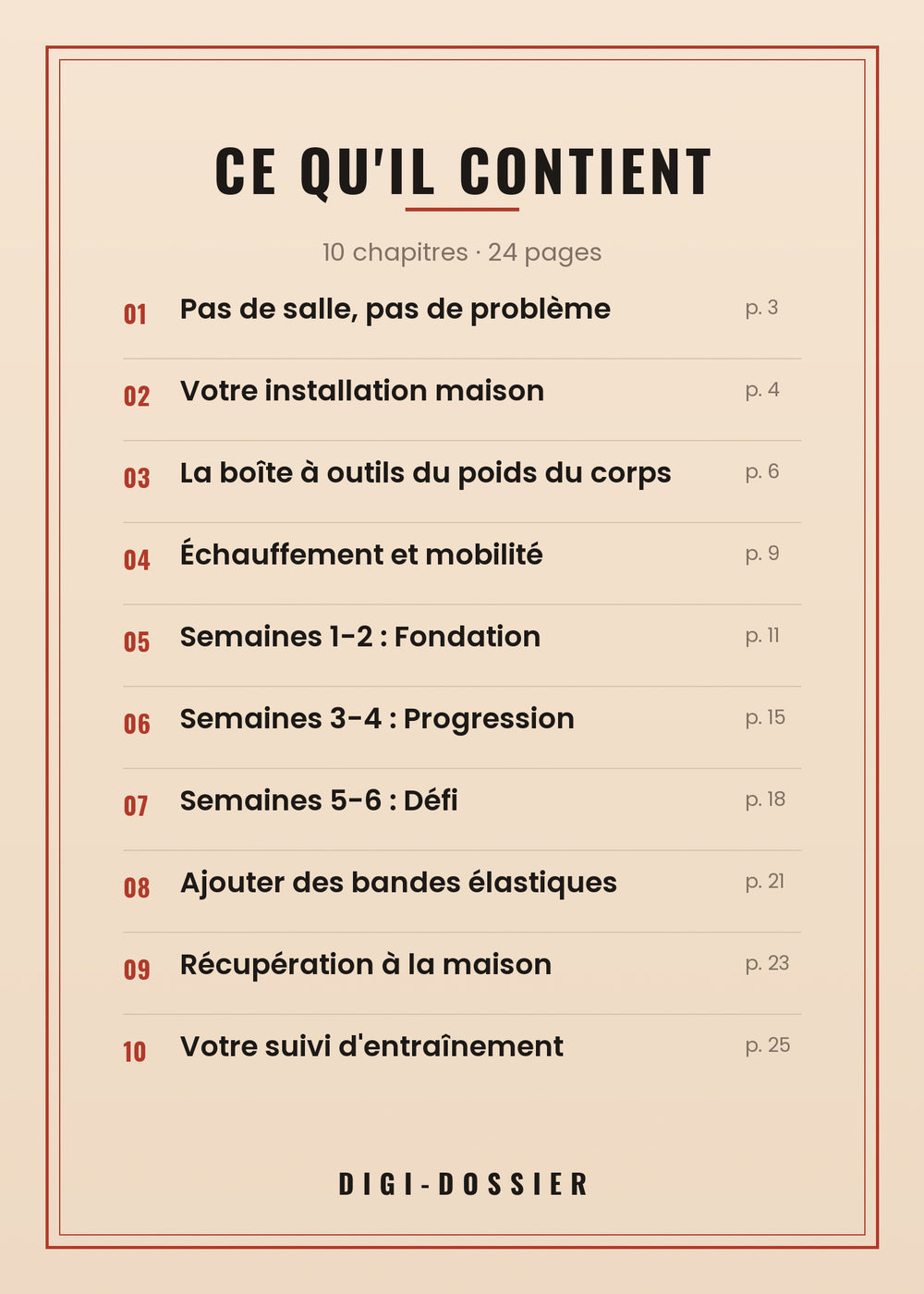 Ce qu'il contient — tous les chapitres