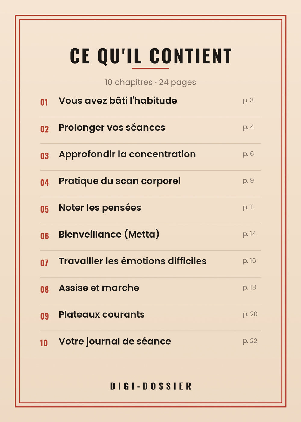 Ce qu'il contient — tous les chapitres