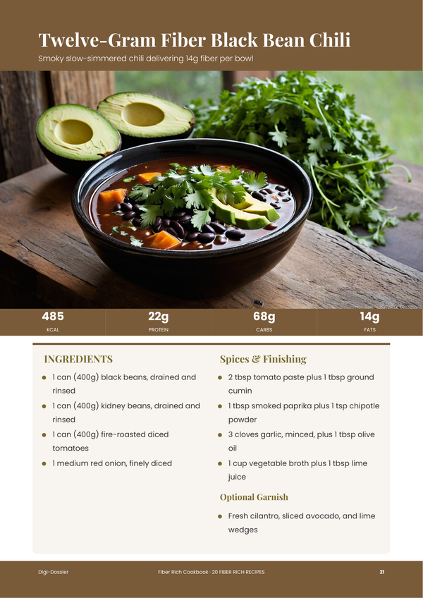 Sample recipe page — Fiber Rich Cookbook