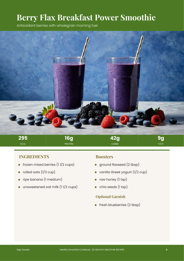 Sample recipe page — Healthy Smoothie