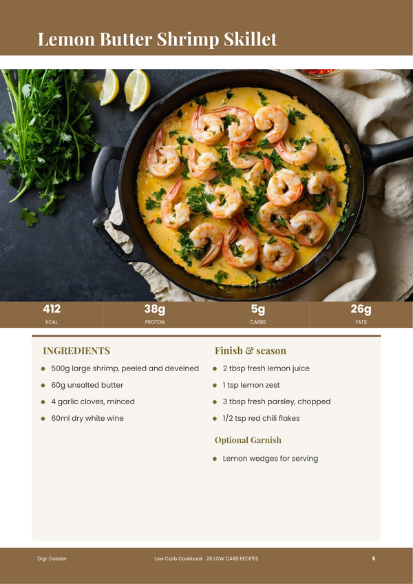 Sample recipe page — Low Carb