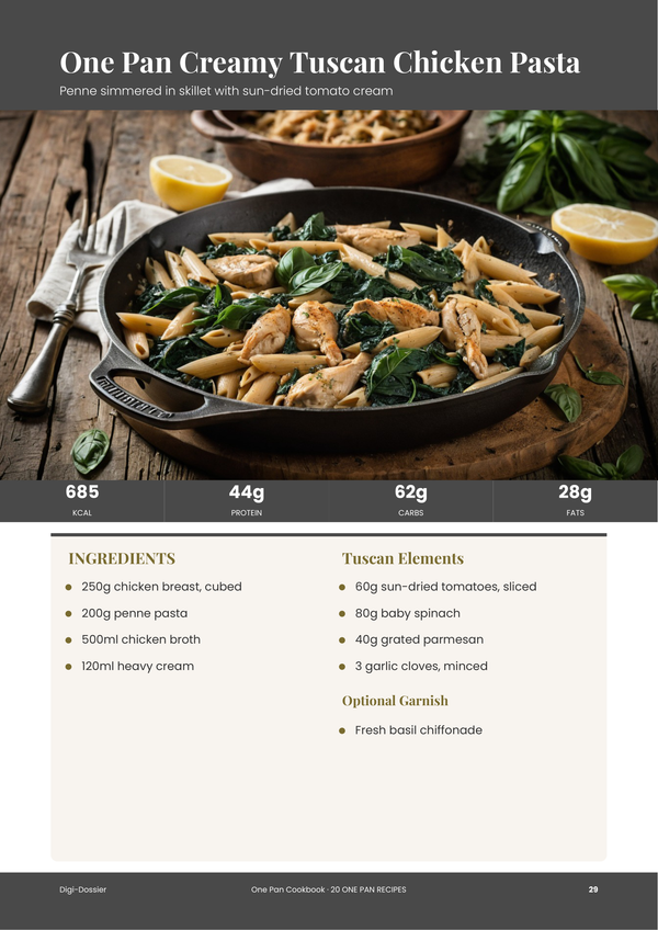 Sample recipe page — One Pan Cookbook