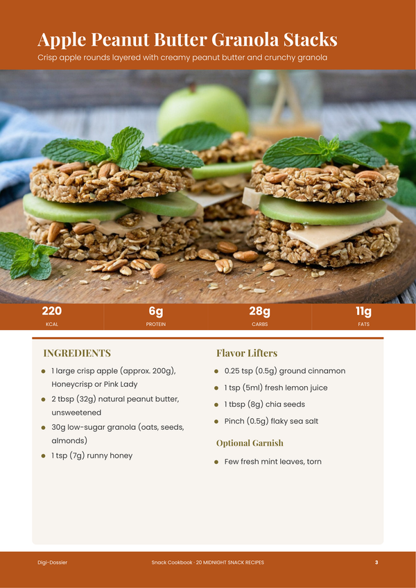 Sample recipe page — Snack Cookbook