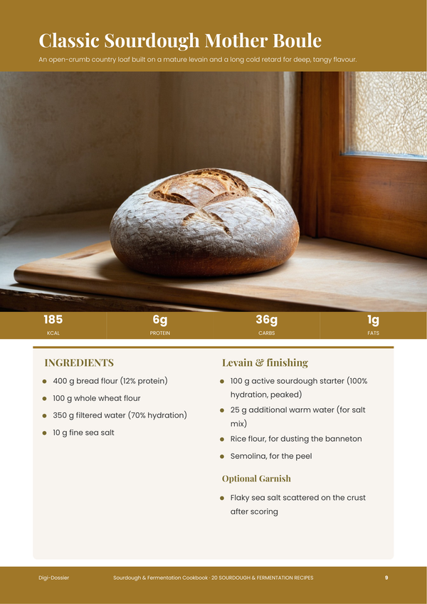 Sample recipe page — Sourdough & Fermentation Cookbook