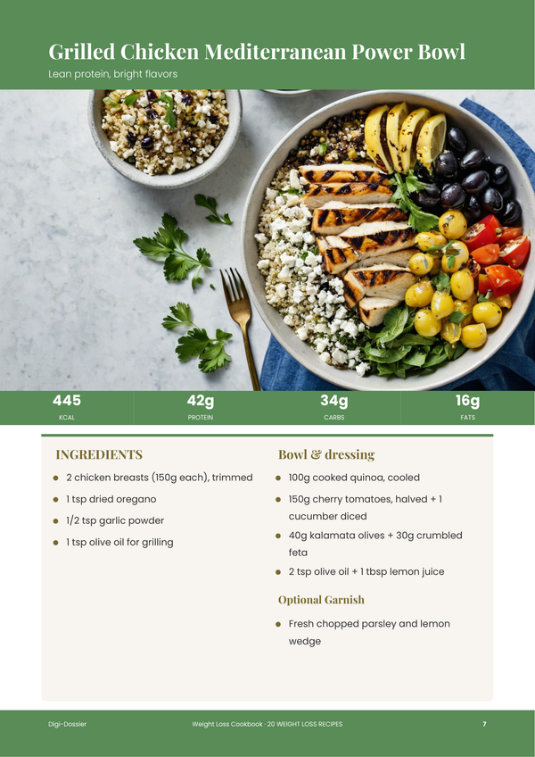 Sample recipe page — Weight Loss Cookbook