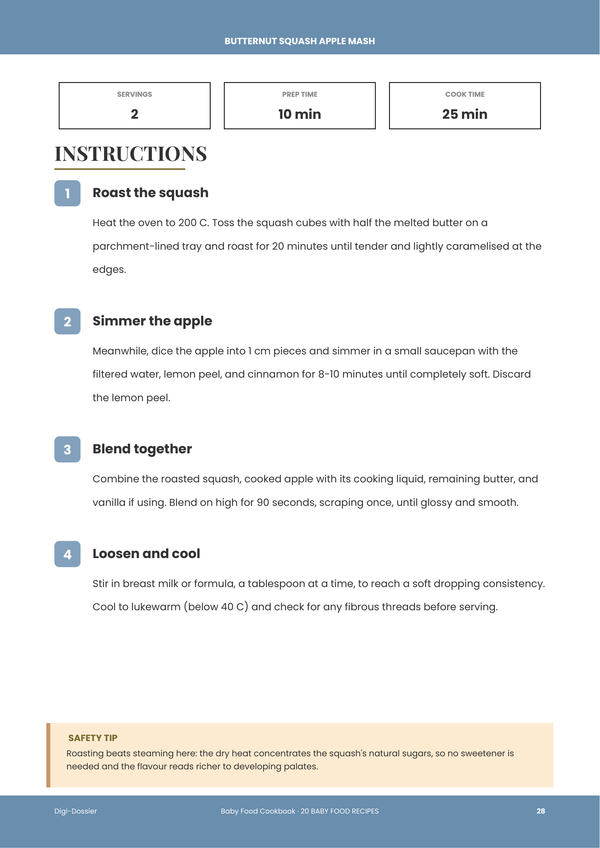Sample instruction page — Baby Food Cookbook