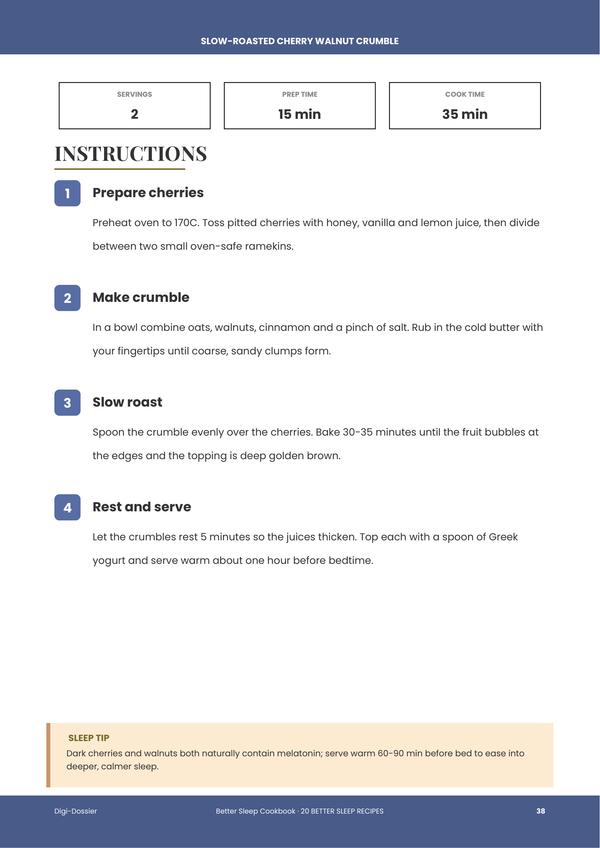 Sample instruction page — Better Sleep Cookbook