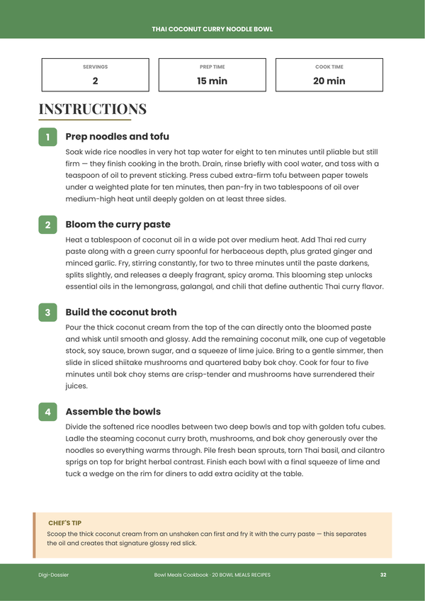 Sample instruction page — Bowl Meals Cookbook