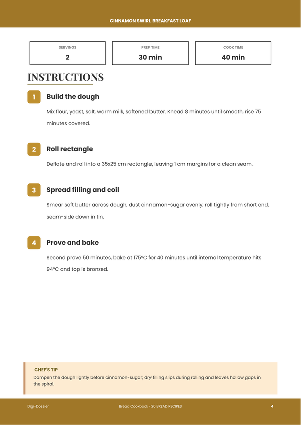 Sample instruction page — Bread Cookbook