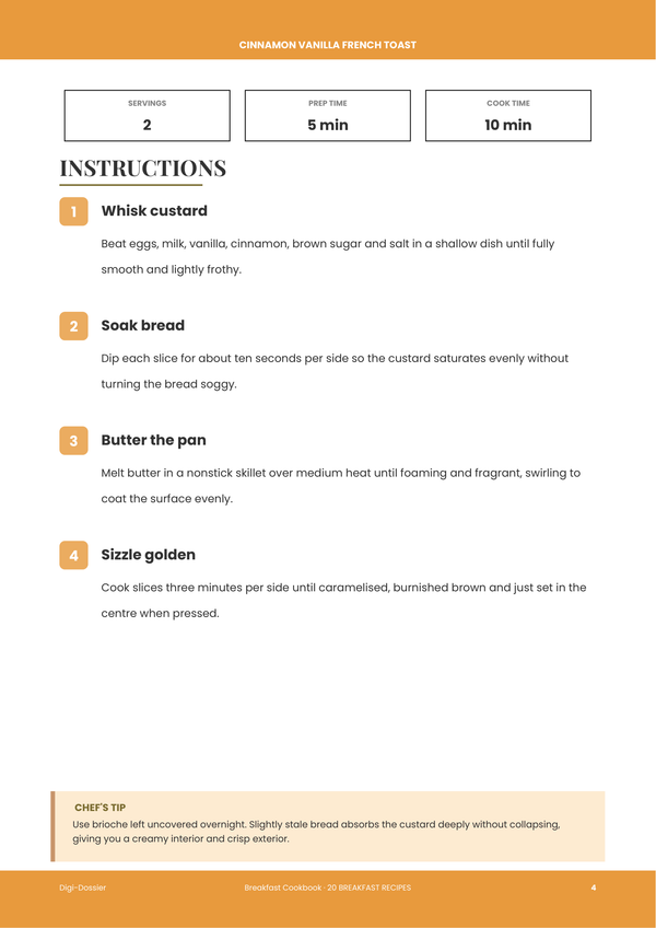 Sample instruction page — Breakfast Cookbook
