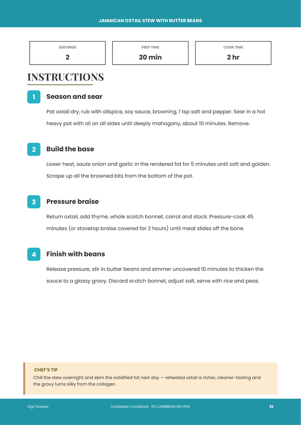Sample instruction page — Caribbean Cookbook
