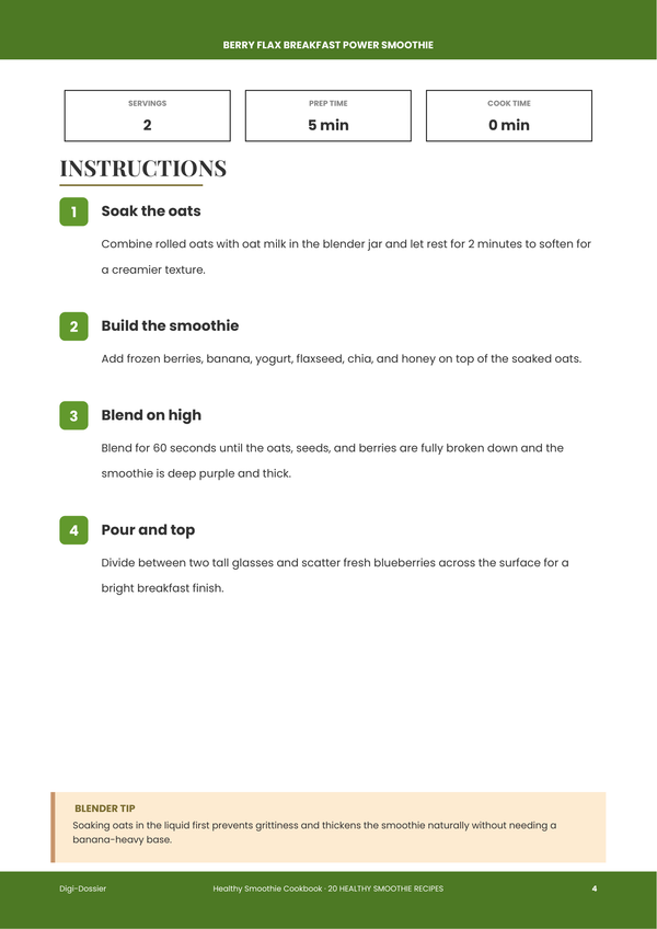Sample instruction page — Healthy Smoothie