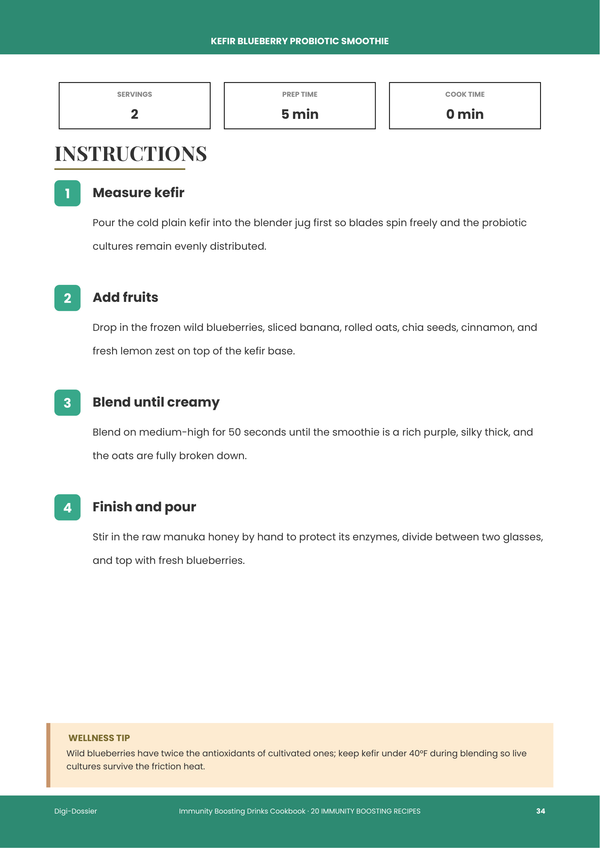 Sample instruction page — Immunity Boosting Drinks