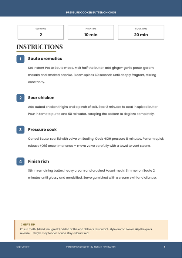 Sample instruction page — Instant Pot Cookbook