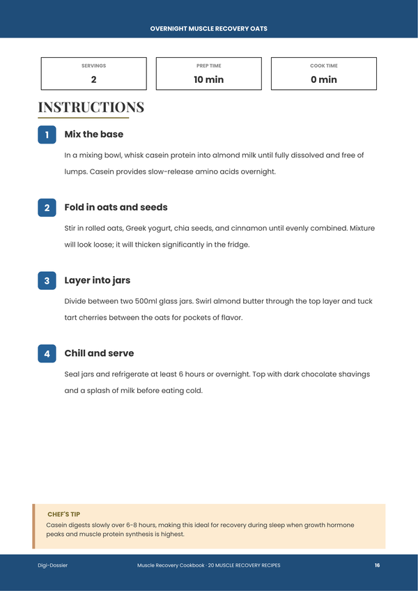 Sample instruction page — Muscle Recovery Cookbook