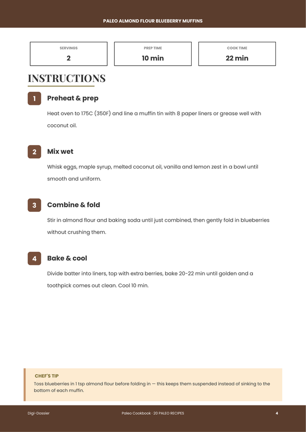 Sample instruction page — Paleo Cookbook