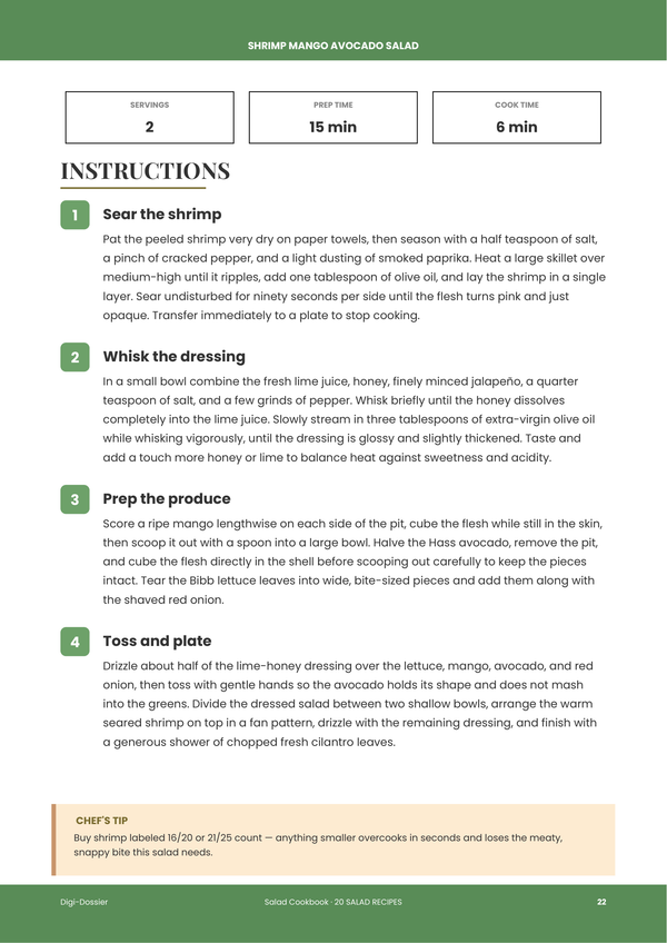Sample instruction page — Salad Cookbook