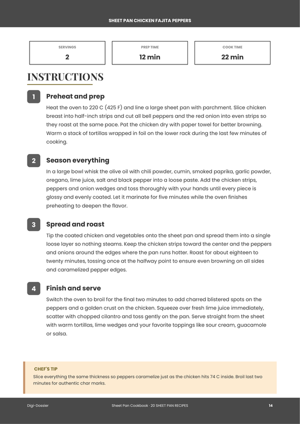 Sample instruction page — Sheet Pan Cookbook