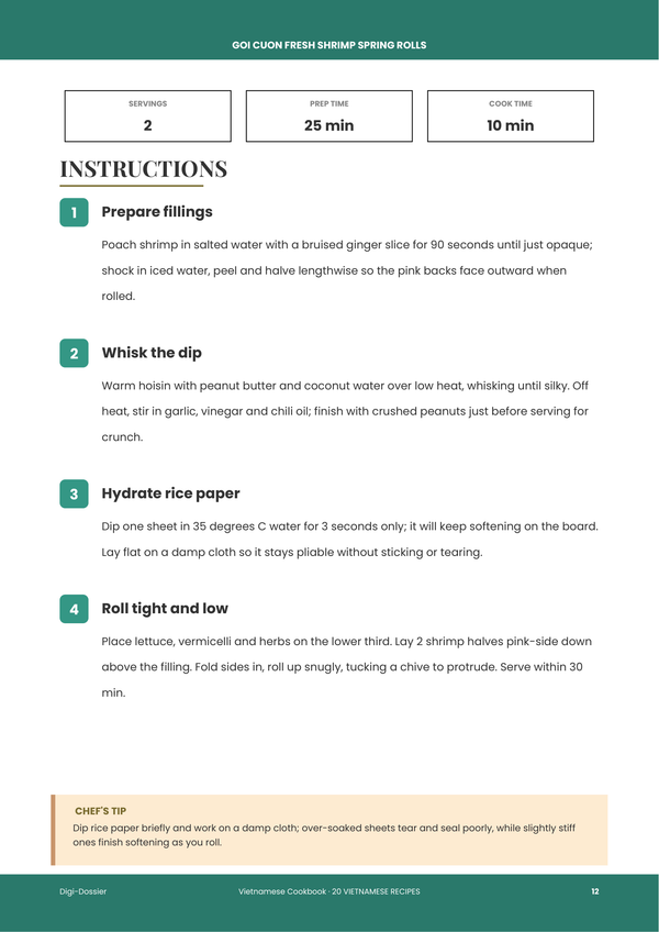 Sample instruction page — Vietnamese Cookbook