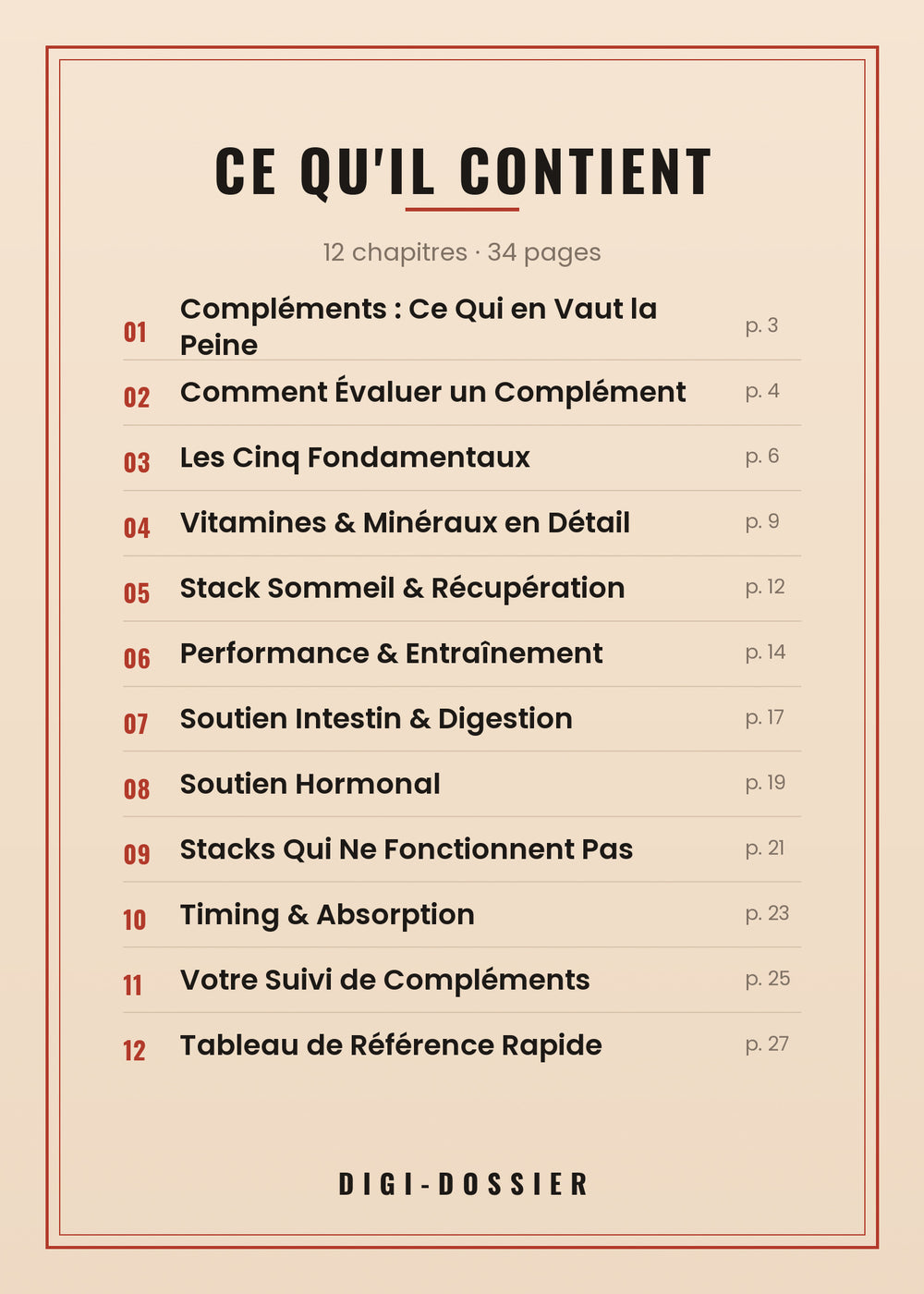 Ce qu'il contient — tous les chapitres